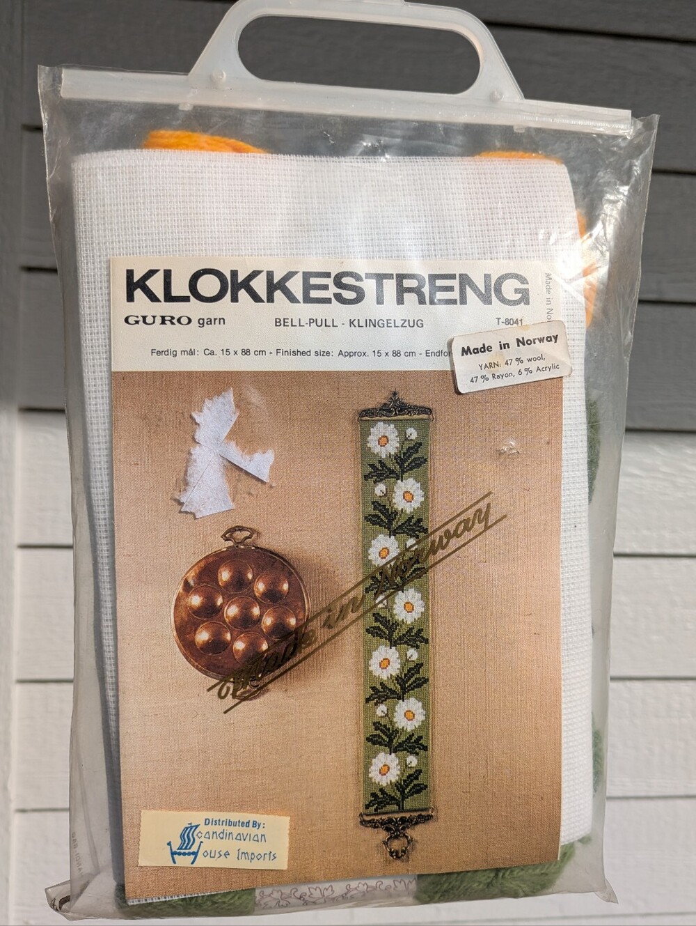 Norwegian Vintage Klokkestreng Bell Pull Cross Stitch Kit Yarn Scandi Folk MCM